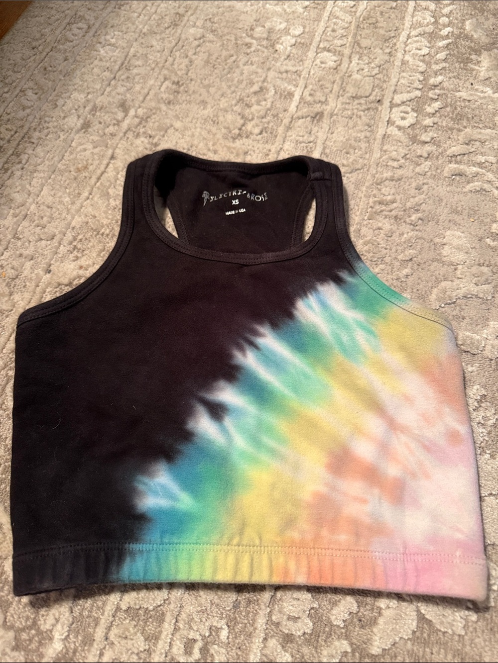 Electric & Rose Black Tie-Dye Crop Tank Top